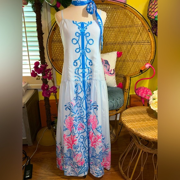 Lilly Pulitzer NWT Saylar Maxi Dress Naut Today ⚓️ Size 14 - Picture 7 of 16